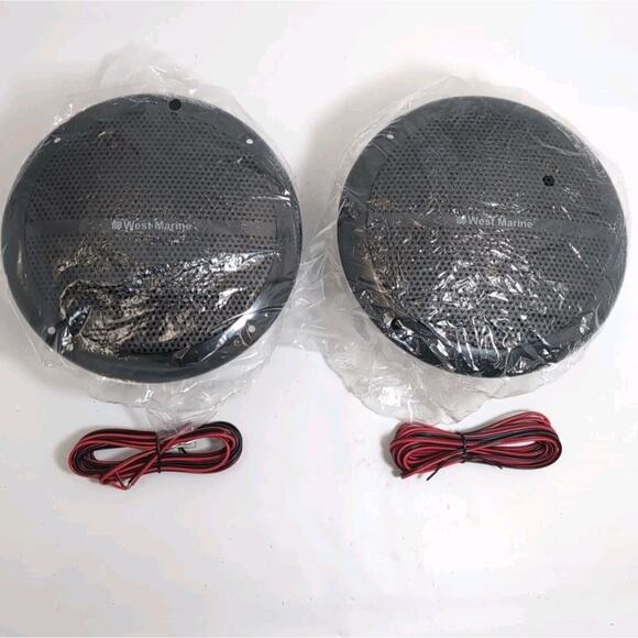 West Marine 1985025l Marine Stereo Speakers Waterproof Set 2 Black WM-6500BK - Picture 1 of 5